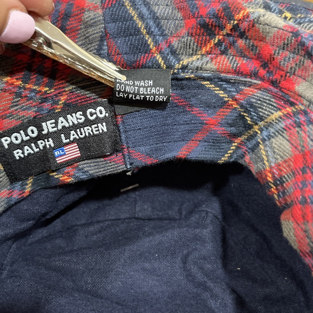Vtg Polo Ralph Lauren Navy Blue & Heritage Tartan Plaid Toddler Bucket Hat NWTs - Picture 8 of 11